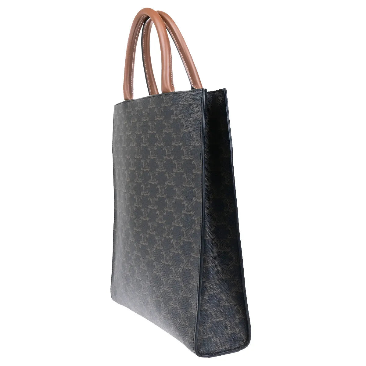 Celine Vertical Cabas Tote Triomphe Coated Canvas, Brown, Canvas, Tote Bag