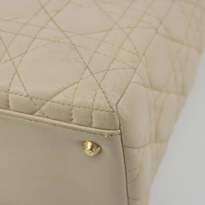 Christian Dior Lady Dior Cannage Quilt Lambskin, Beige, Leather, Handbag