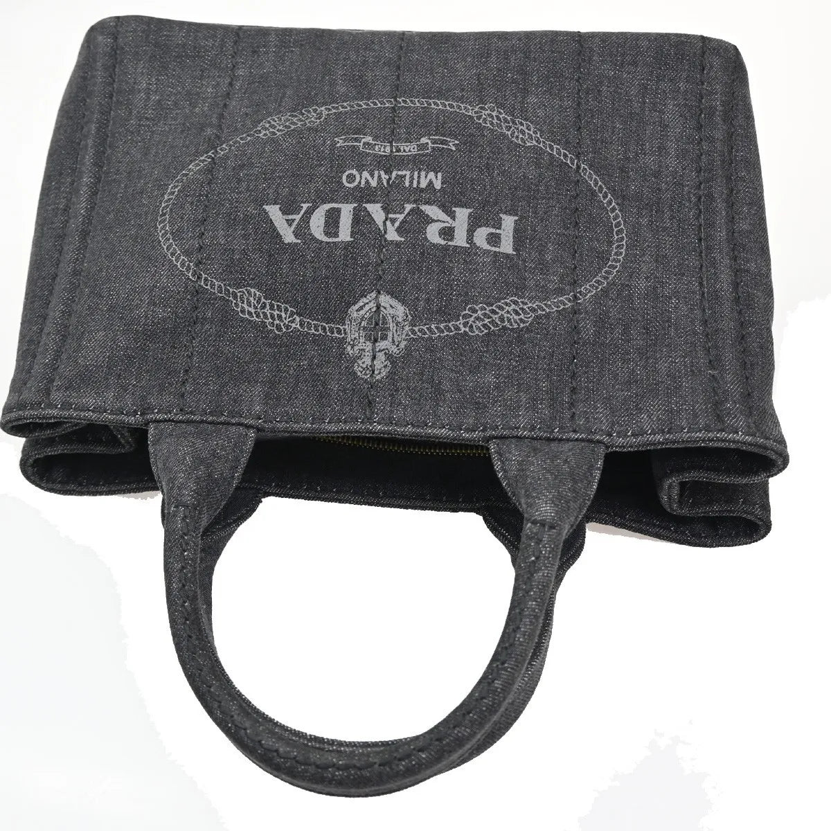 Prada Canapa Convertible Tote Denim, Black, Denim, Tote Bag