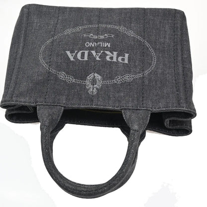 Prada Canapa Convertible Tote Denim, Black, Denim, Tote Bag
