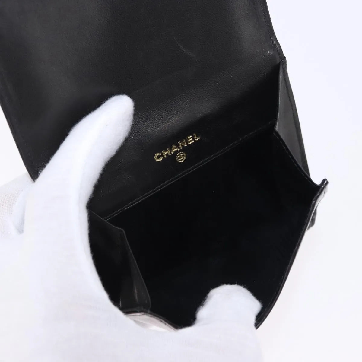 Chanel Vintage Timeless Bifold Lambskin, Black, Leather, Wallet