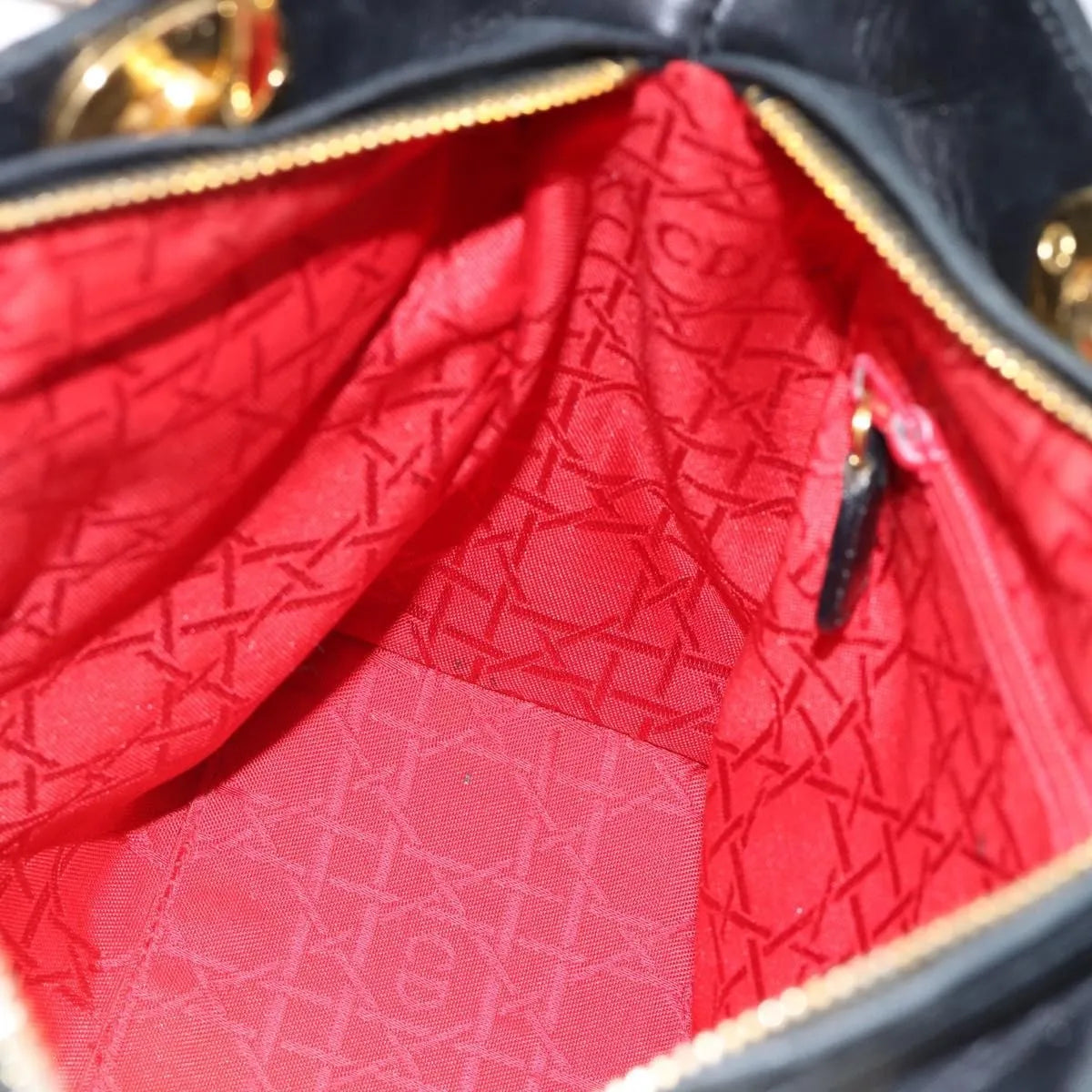 Christian Dior Vintage Lady Dior Cannage Quilt Lambskin, Black, Leather, Handbag