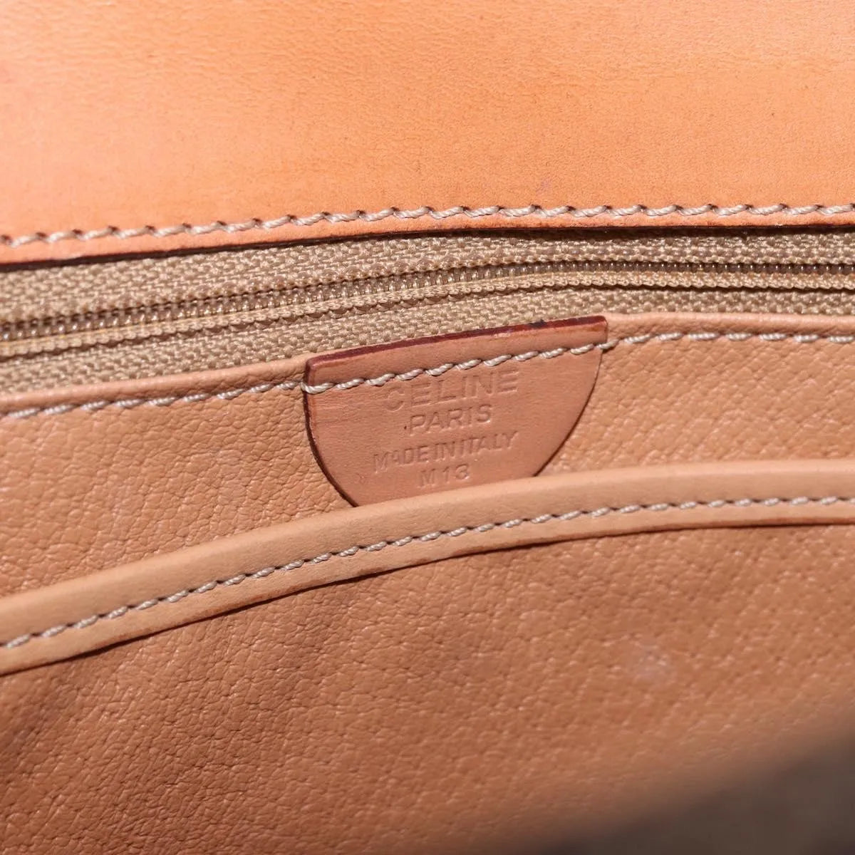 Celine Vintage Macadam Canvas and Leather, Brown, Canvas, Handbag