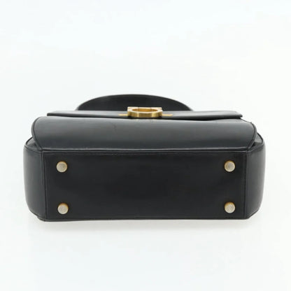 Salvatore Ferragamo Gancini Leather, Black, Leather, Handbag