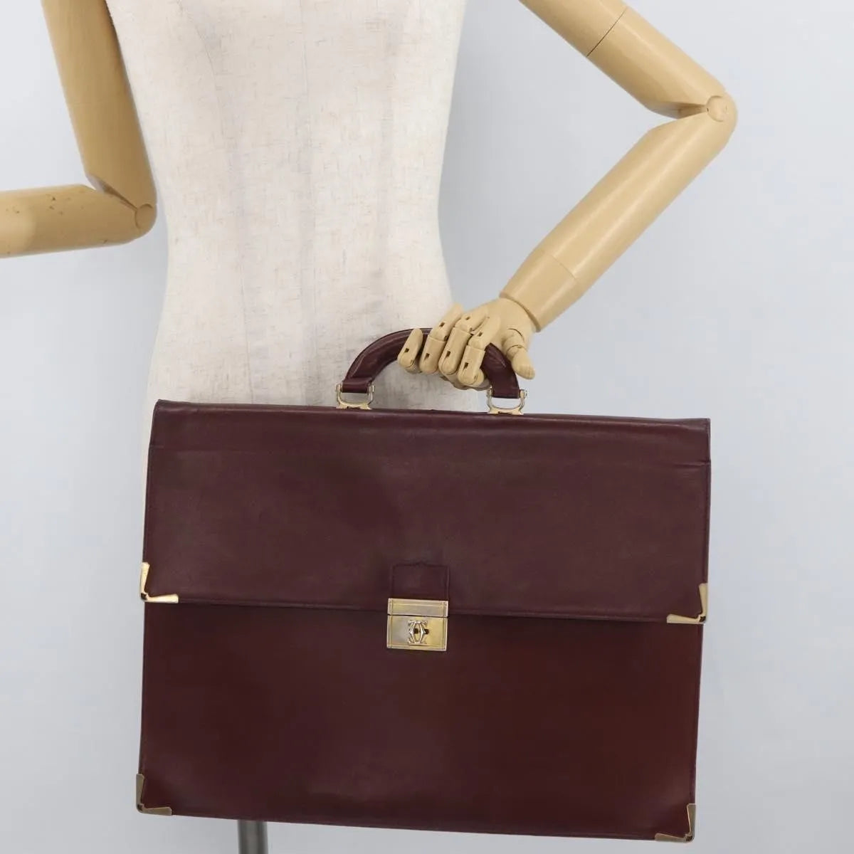 cartier Vintage must de Cartier Leather, Burgundy, Leather, Briefcase