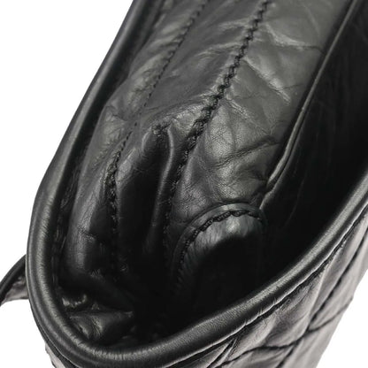 Chanel Vintage Logo Messenger Quilted Aged Calfskin, Black, Leather, Shoulder Bag