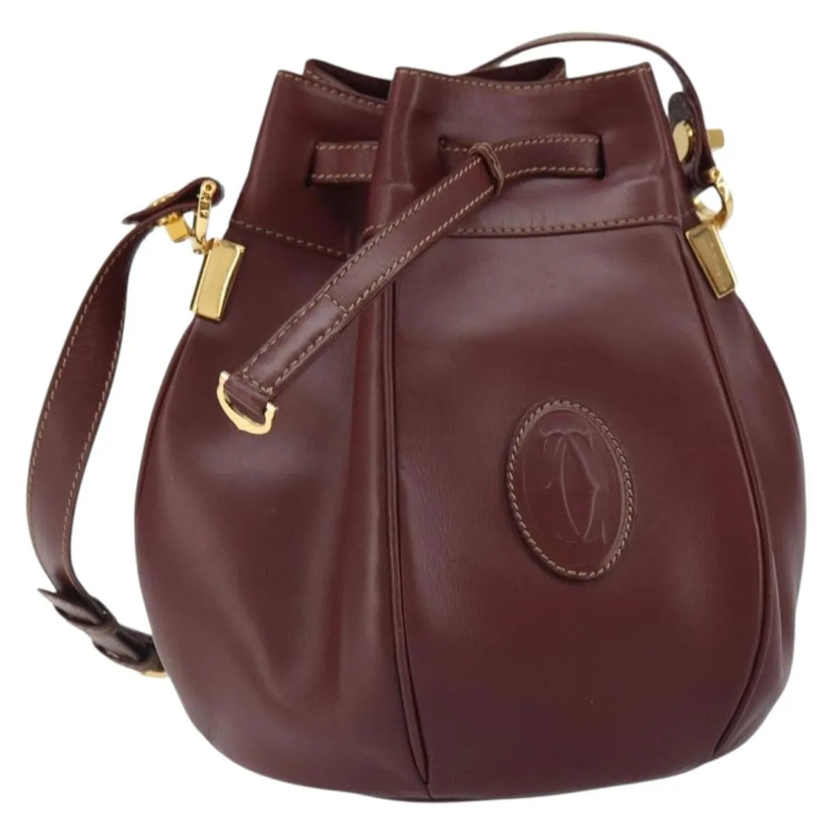 cartier Must de cartier Leather, Burgundy, Leather, Shoulder Bag