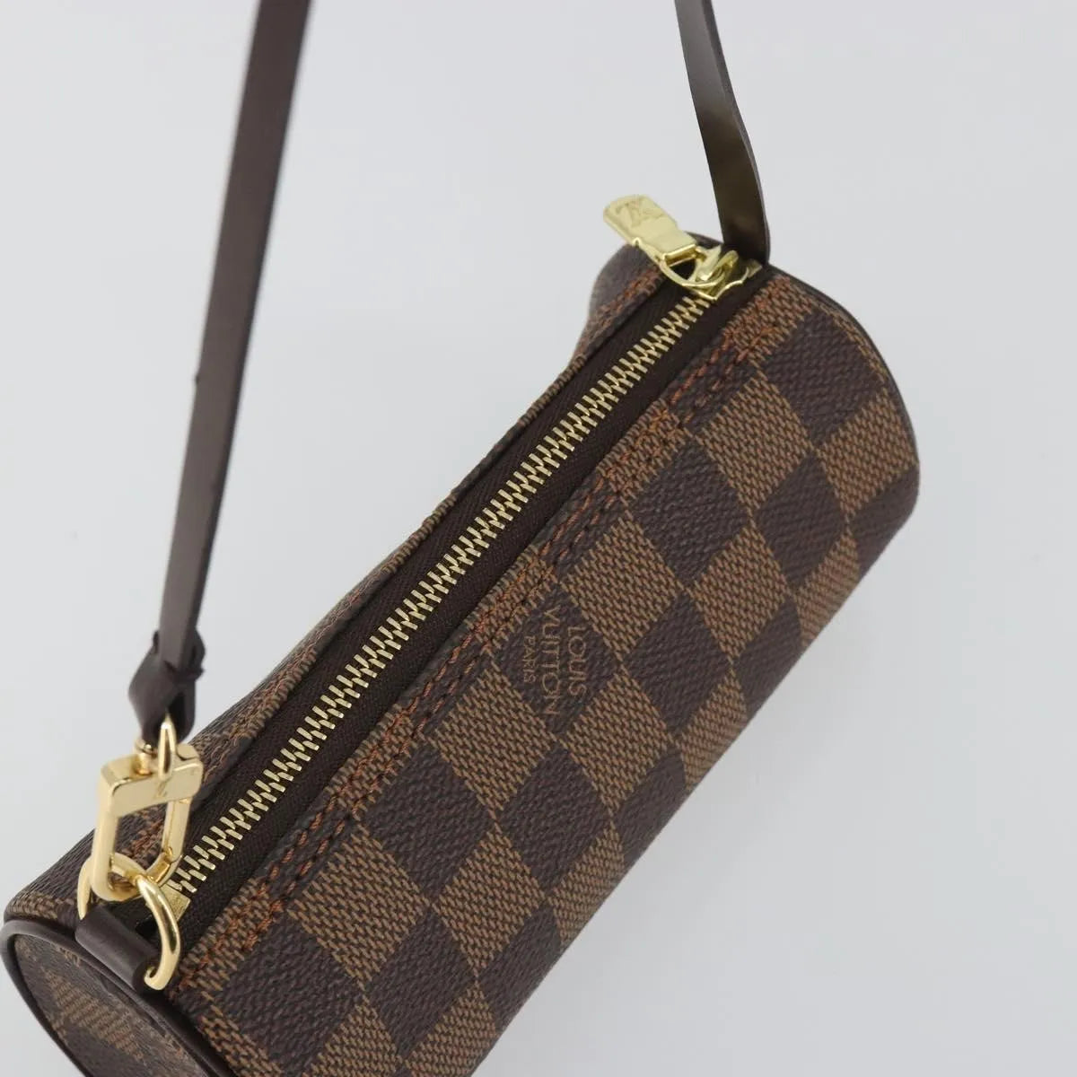 Louis Vuitton Papillon Pochette Damier Ebene, Brown, Canvas, Clutch