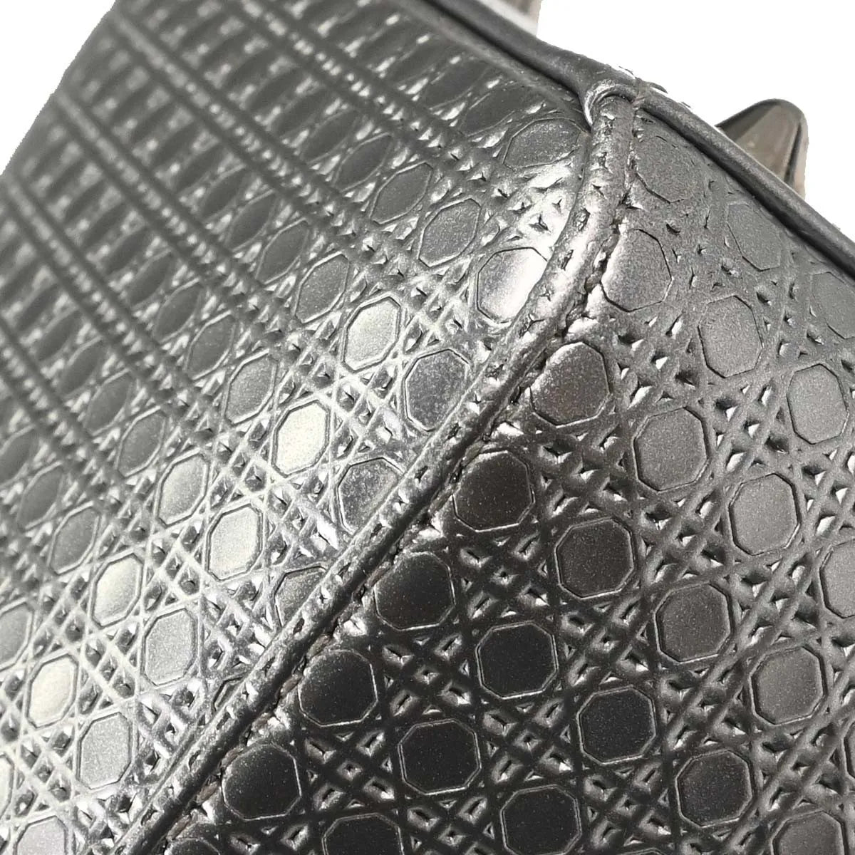 Christian Dior Lady Dior Micro Cannage Metallic Calfskin, Silver, Calfskin, Handbag