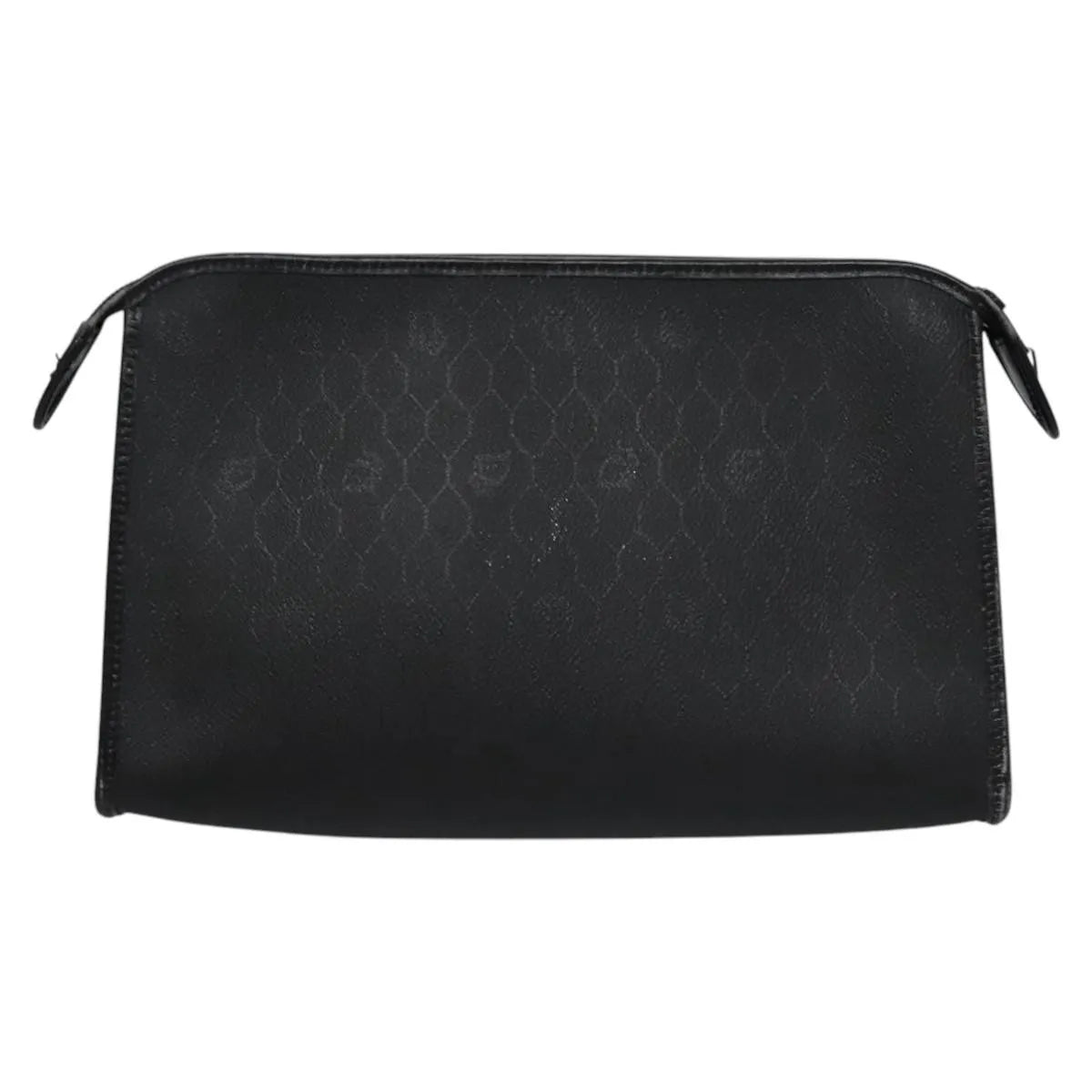 Christian Dior Vintage Honeycomb Zip Coated Canvas, Black, Canvas, Clutch