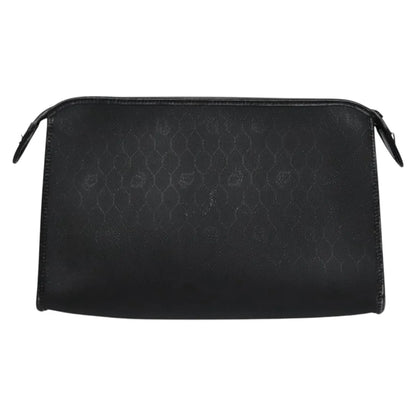 Christian Dior Vintage Honeycomb Zip Coated Canvas, Black, Canvas, Clutch