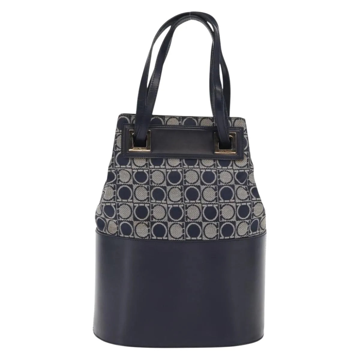 Salvatore Ferragamo Gancini Canvas and leather, Navy, Canvas, Shoulder Bag