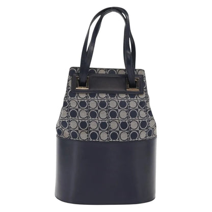 Salvatore Ferragamo Gancini Canvas and leather, Navy, Canvas, Shoulder Bag