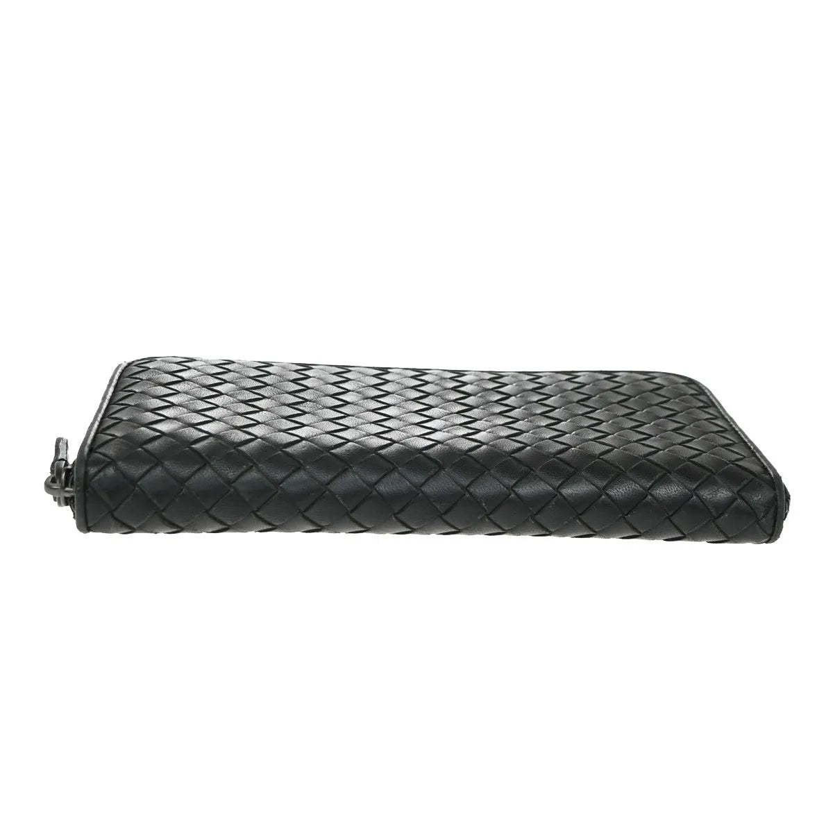 Bottega Veneta Intrecciato Long Zip Leather, Black, Leather, Wallet