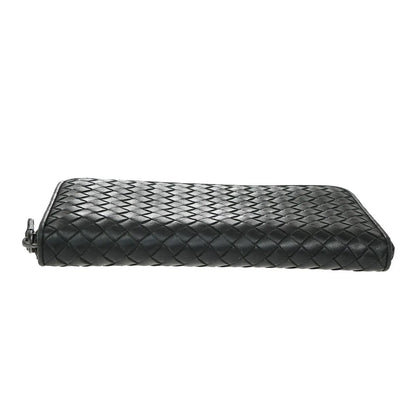 Bottega Veneta Intrecciato Long Zip Leather, Black, Leather, Wallet