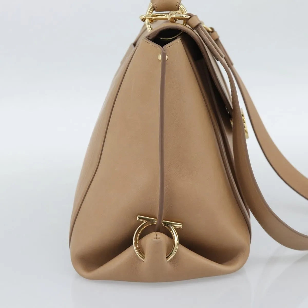 Salvatore Ferragamo Sofia Rainbow Saddle Leather, Beige, Leather, Handbag