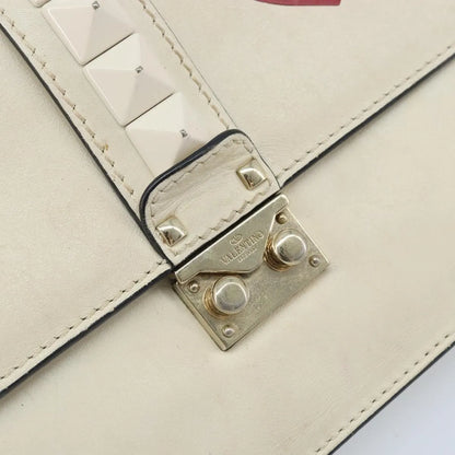 Valentino Garavani Glam Lock Leather, White, Leather, Shoulder Bag