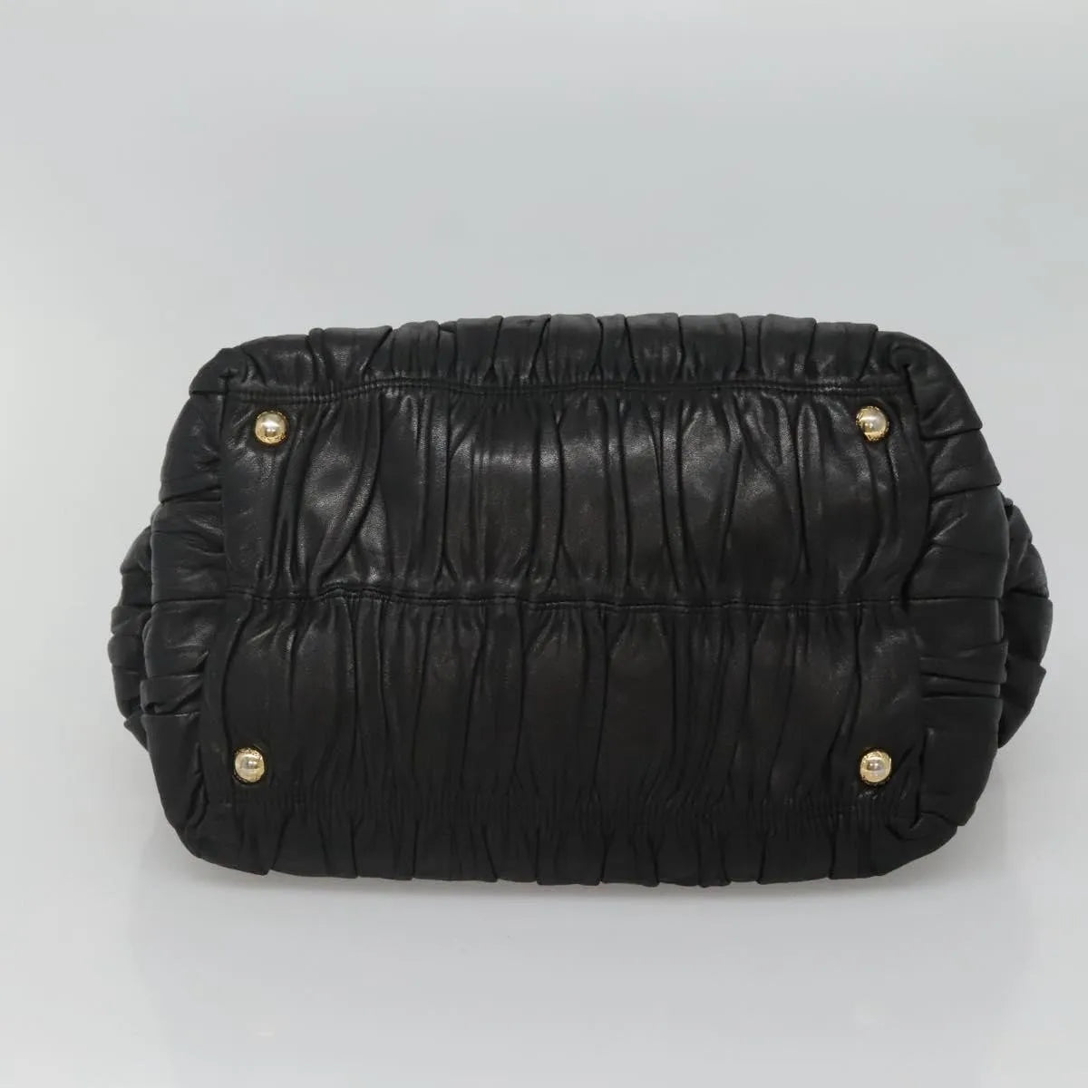 Prada Nappa Gaufre Bow Leather, Black, Leather, Tote Bag