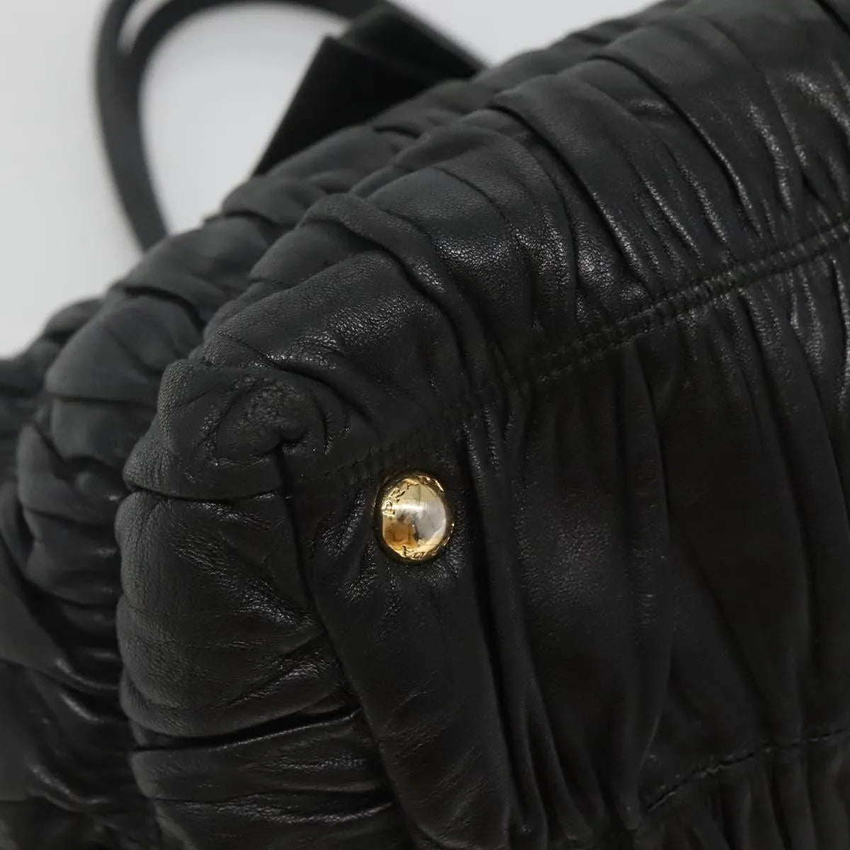 Prada Nappa Gaufre Bow Leather, Black, Leather, Tote Bag