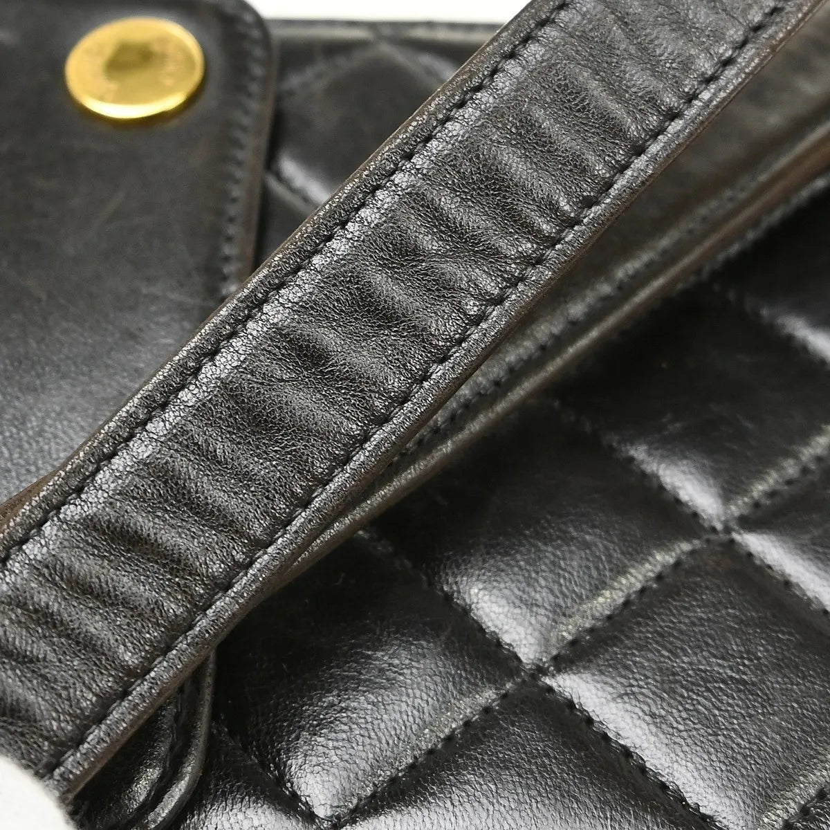 Chanel Vintage Button Waist Bag Quilted Lambskin, Black, Leather, Shoulder Bag