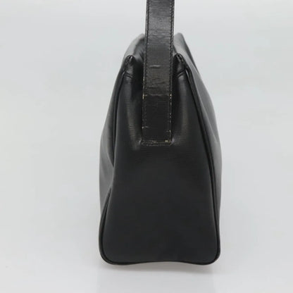 Celine Circle Logo Leather, Black, Leather, Handbag