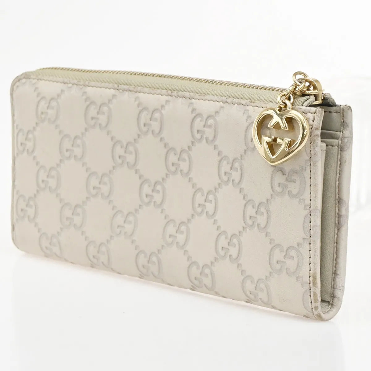 Gucci Interlocking G Zip Around Wallet (Outlet) Leather, Beige, Leather, Wallet