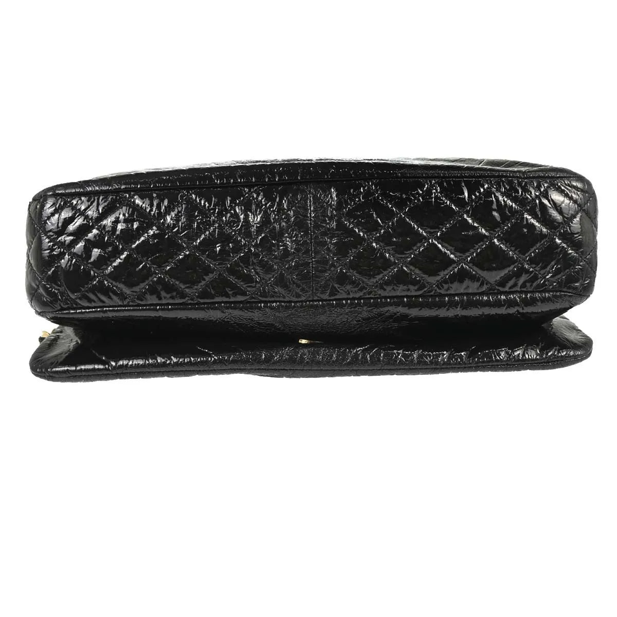 Chanel Rock and Chain Flap Patent Vinyl, Black, Patent Leather, Shoulder Bag