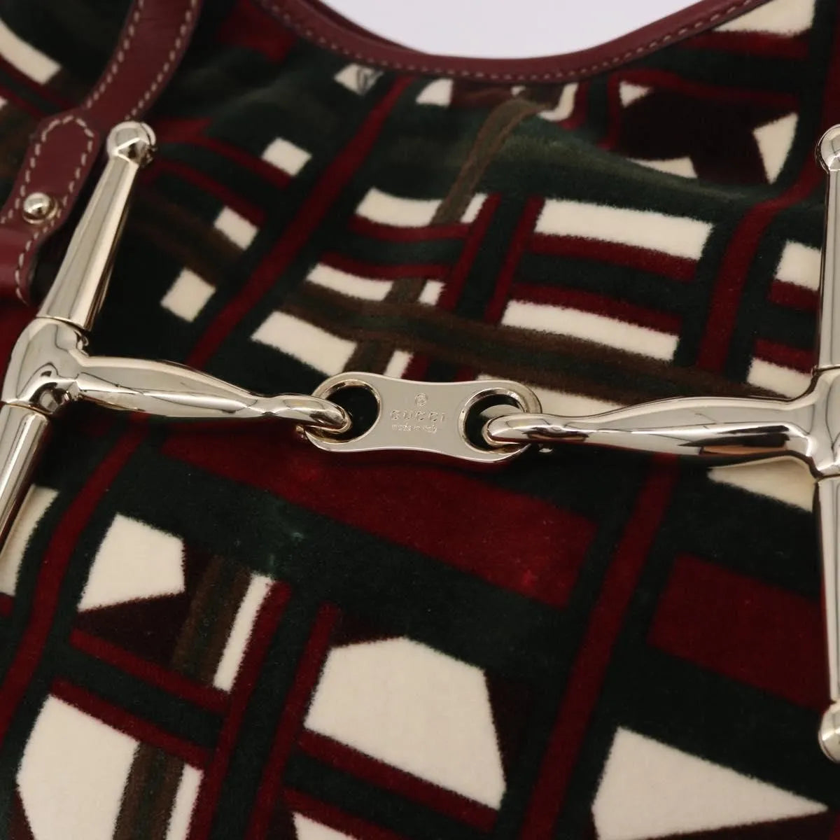 Gucci Vintage Jackie Shoulder Canvas and Leather, Green, Canvas, Shoulder Bag