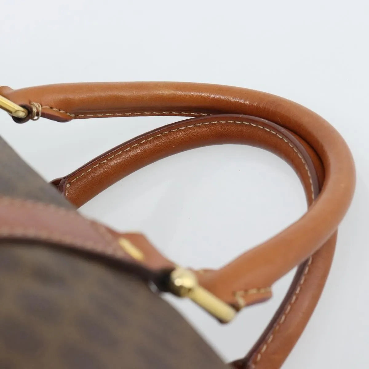 Celine Vintage Macadam Boston Canvas and Leather, Brown, Canvas, Handbag