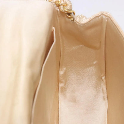 Chanel Vintage Round Flap Satin, Beige, Satin, Shoulder Bag