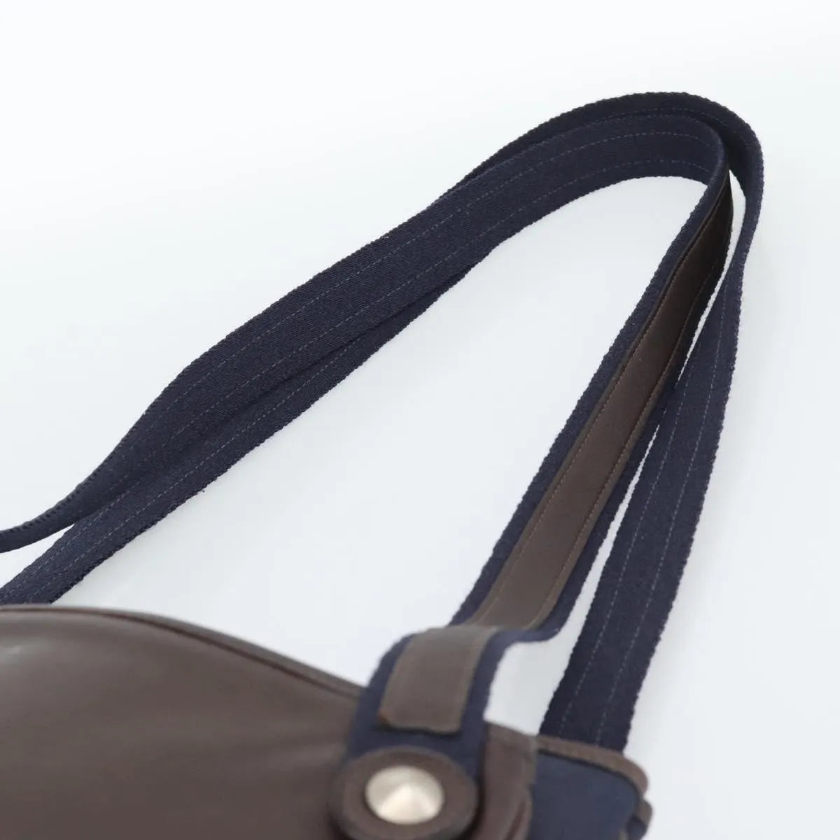 Hermes Mrs. Hippie Leather and Toile, Navy, Leather, Shoulder Bag