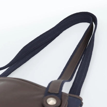 Hermes Mrs. Hippie Leather and Toile, Navy, Leather, Shoulder Bag