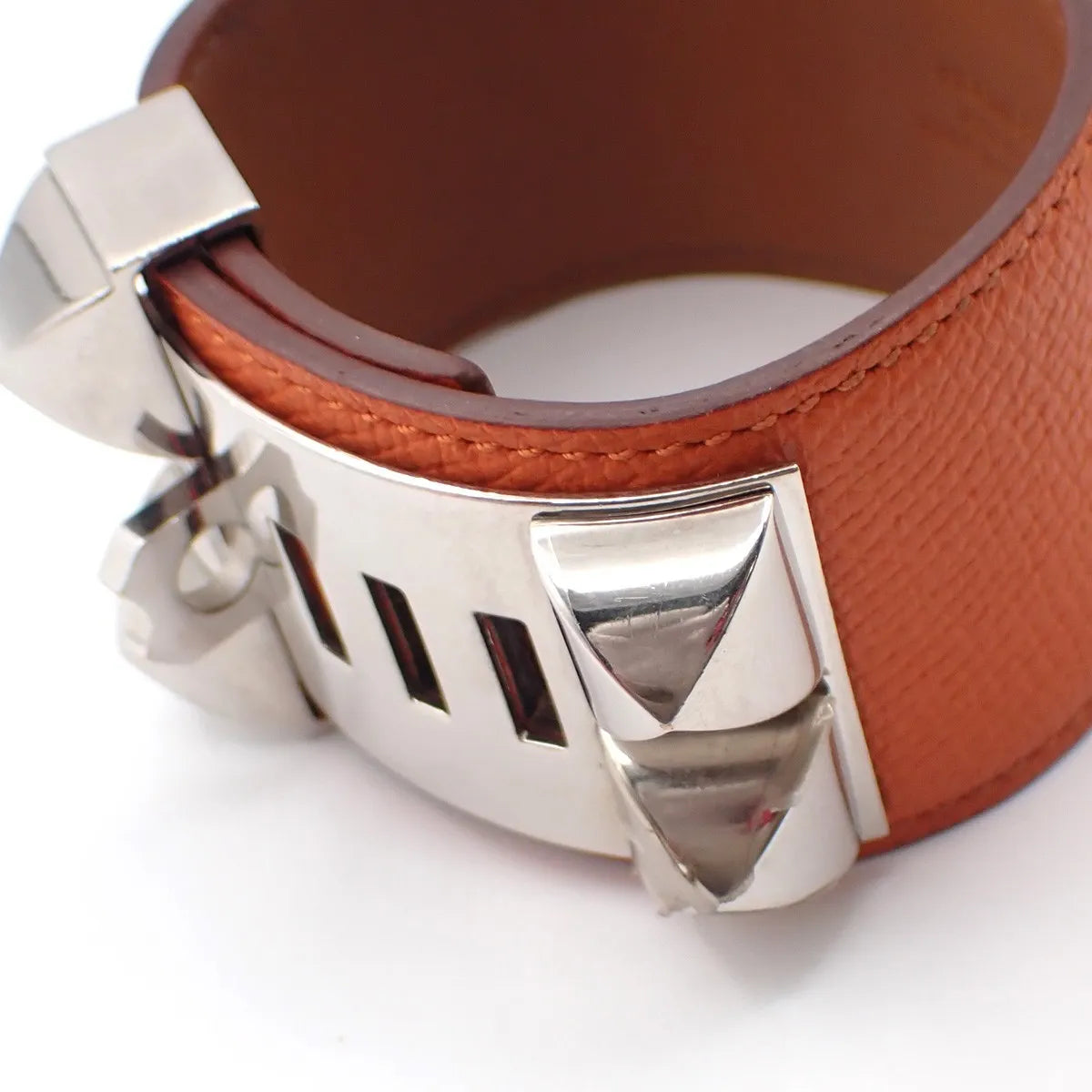 Hermes Collier de Chien Leather, Orange, Leather, Bracelet