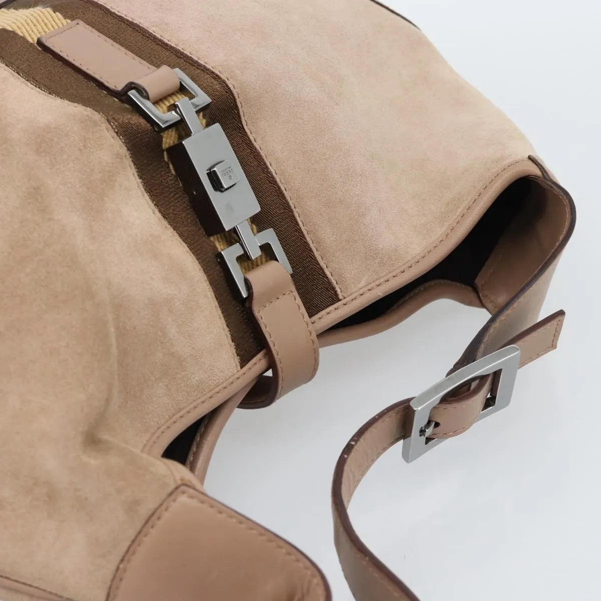 Gucci Jackie O Suede, Beige, Suede, Shoulder Bag