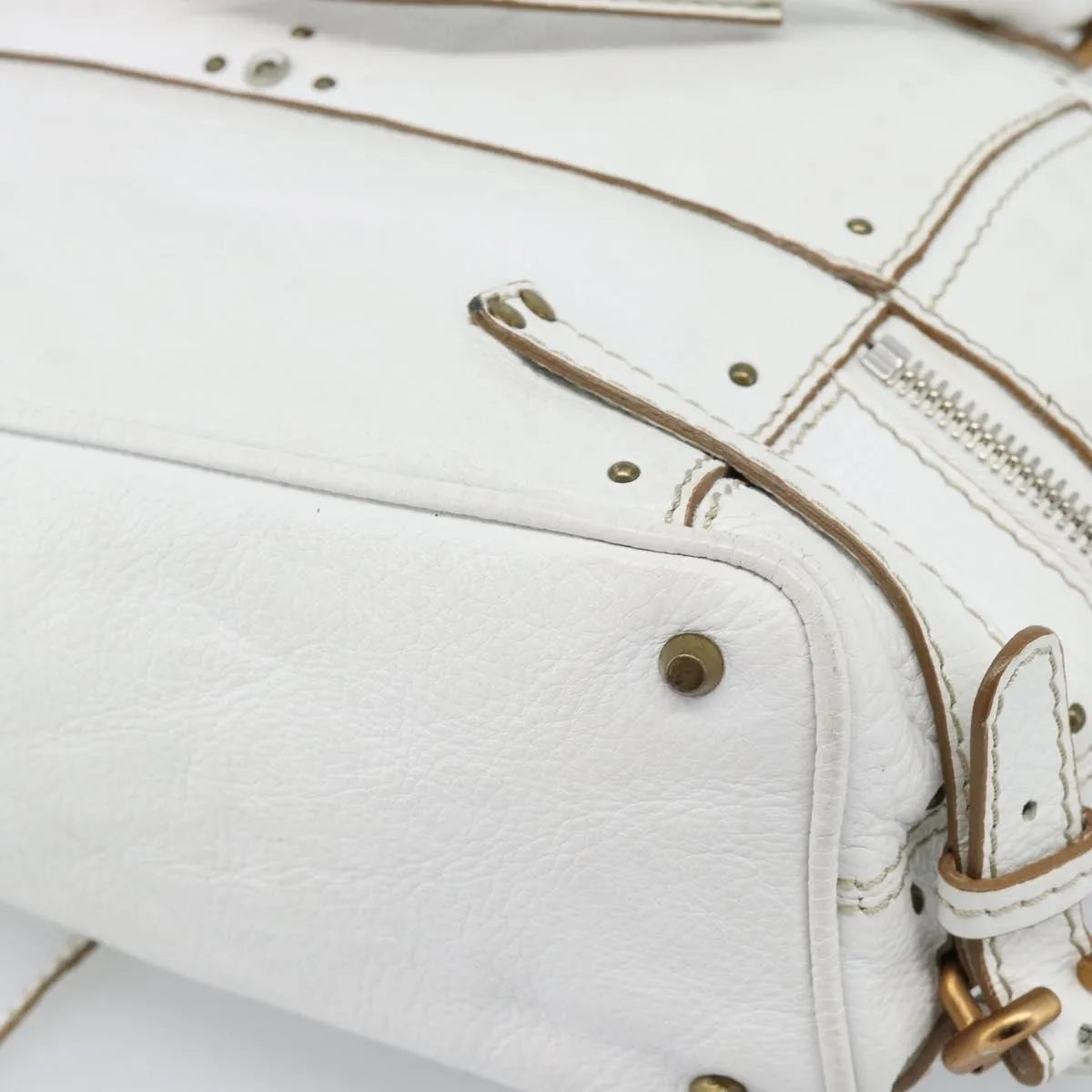 Chloe Paddington Lock Tote Leather, White_gold, Leather, Tote Bag