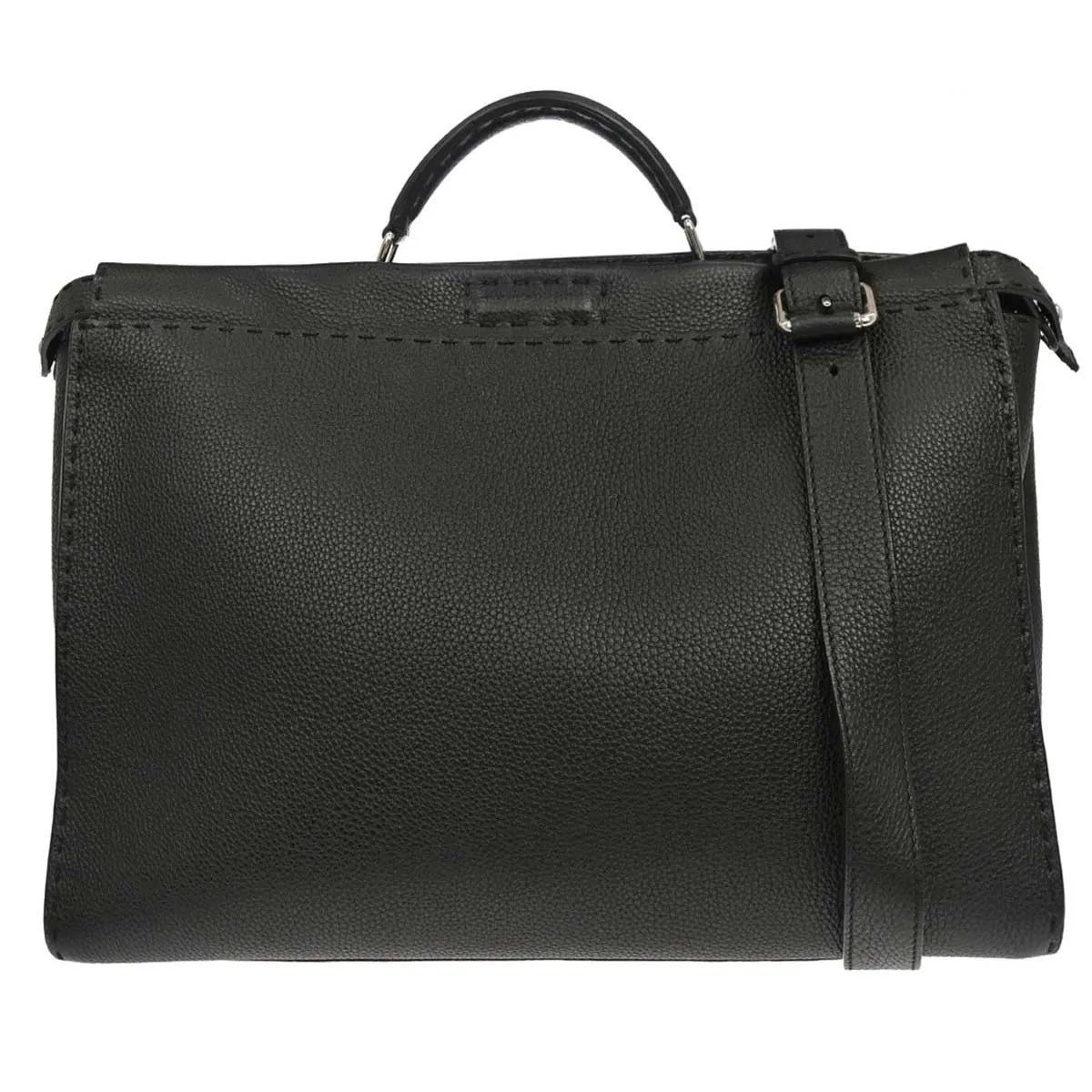 Fendi Selleria Peekaboo Fit Leather, Black, Leather, Handbag