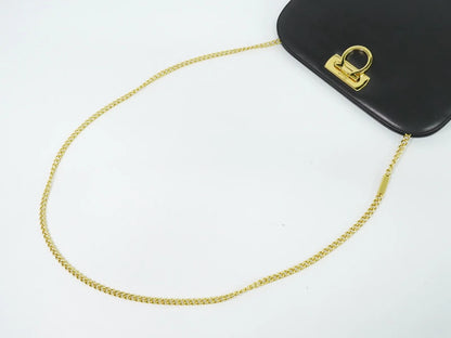 Salvatore Ferragamo Vintage Gancini Chain Leather, Black, Leather, Shoulder Bag