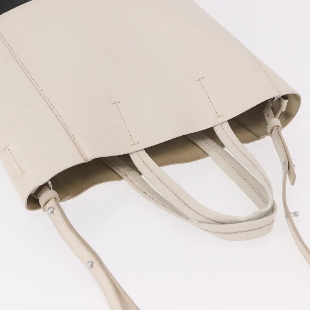 Celine Vertical Bi-Cabas Tote Leather, White, Leather, Tote Bag