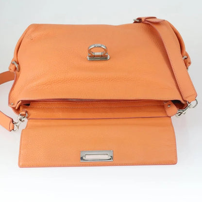 Salvatore Ferragamo Sofia Satchel Grainy Leather, Orange, Leather, Handbag
