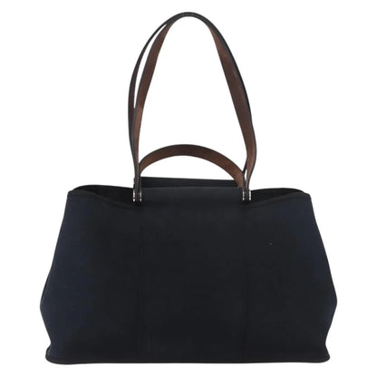 Hermes Cabag Elan Toile and Leather, Black, Canvas, Shoulder Bag