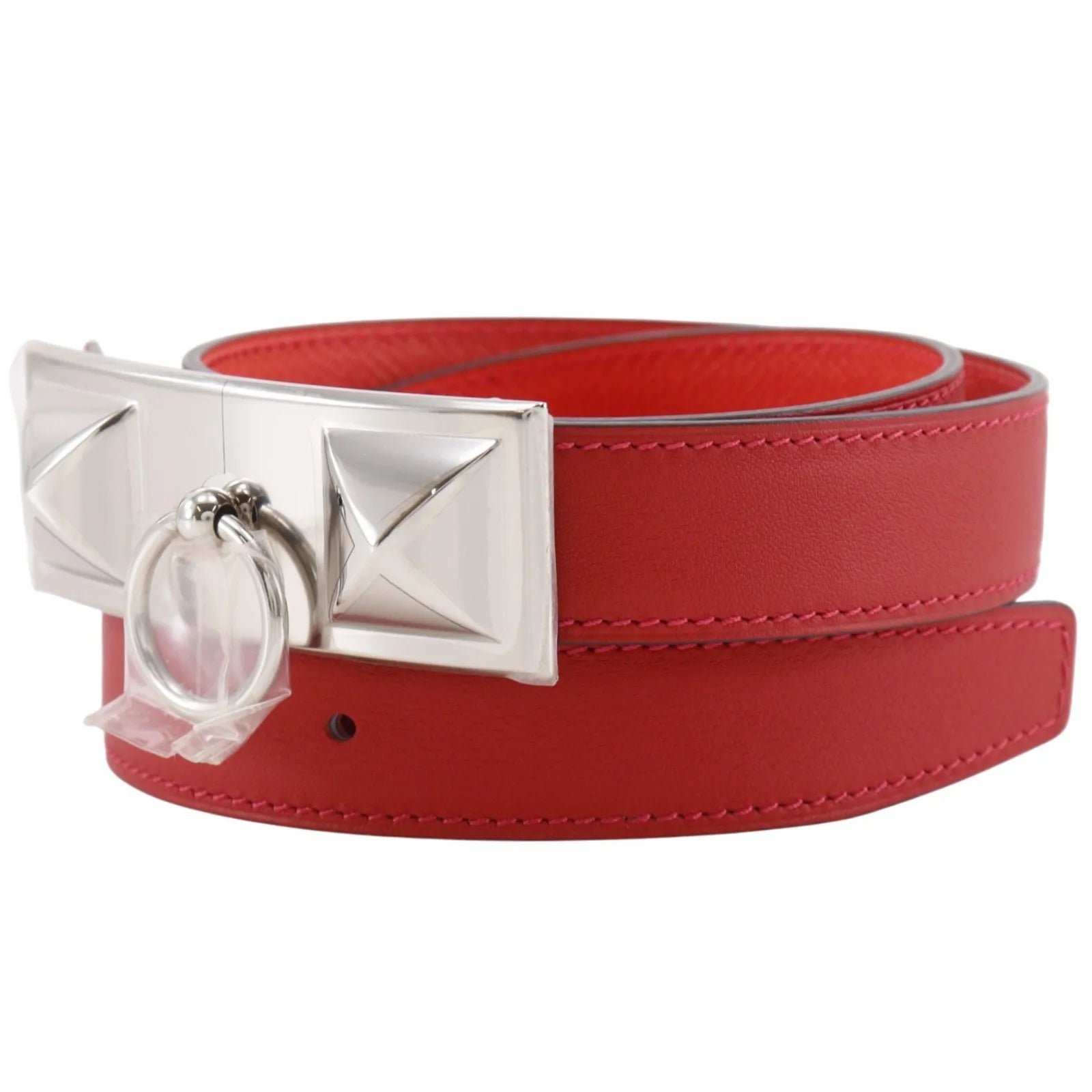 Hermes Rivale Reversible Belt Leather, Red, Leather, Belt
