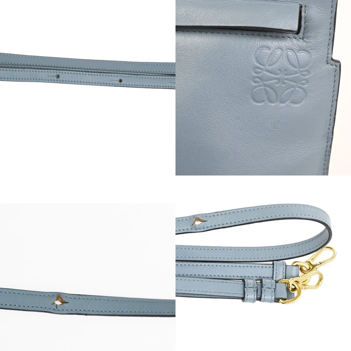 Loewe T Messenger Leather, Blue, Leather, Shoulder Bag