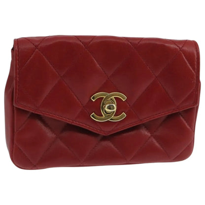 Chanel Vintage CC Flap Waist Quilted Leather, Red, Leather, Clutch