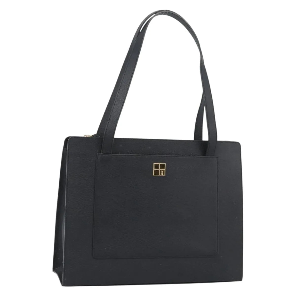 Saint Laurent Vintage Leather, Black, Leather, Tote Bag