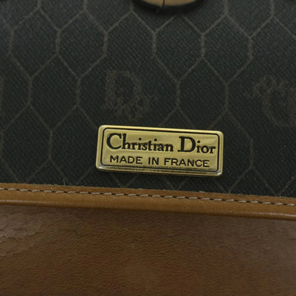 Christian Dior Vintage Honeycomb Flap Canvas and Leather, Black, Canvas, Shoulder Bag