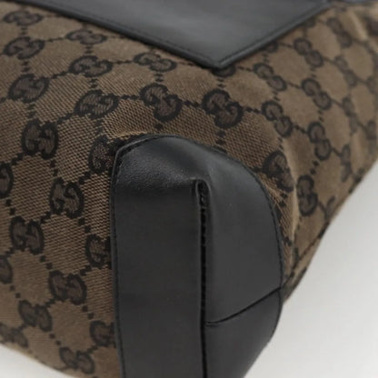 Gucci Vintage Front Pocket Tote GG Coated Canvas with Leather, Black, Canvas, Tote Bag