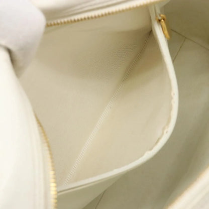 Chanel CC handbag Leather, White, Canvas, Handbag