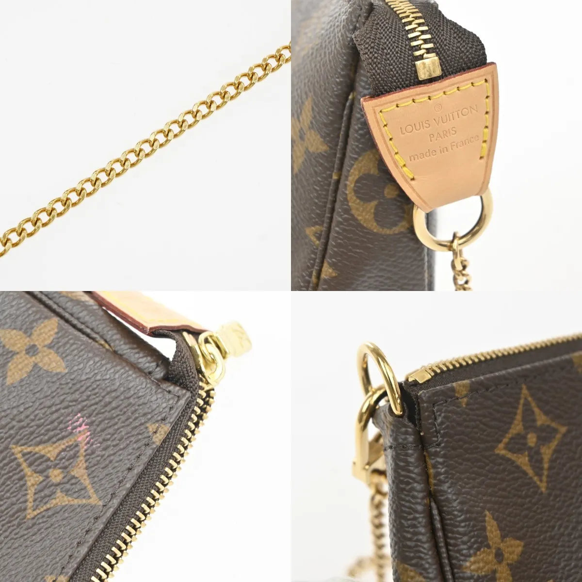 Louis Vuitton Mini pochette accessoires Canvas, Brown, Leather, Clutch