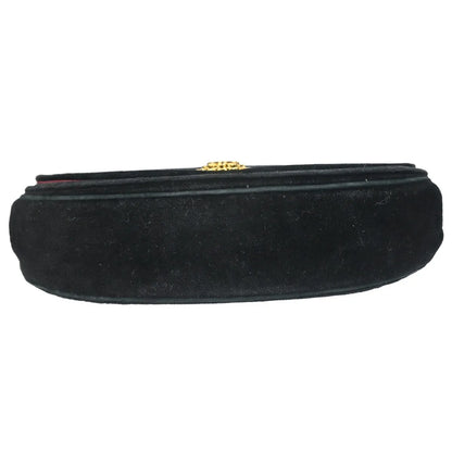 Chanel Vintage Crescent Flap Horizontal Quilted Velvet, Black, Velvet, Shoulder Bag