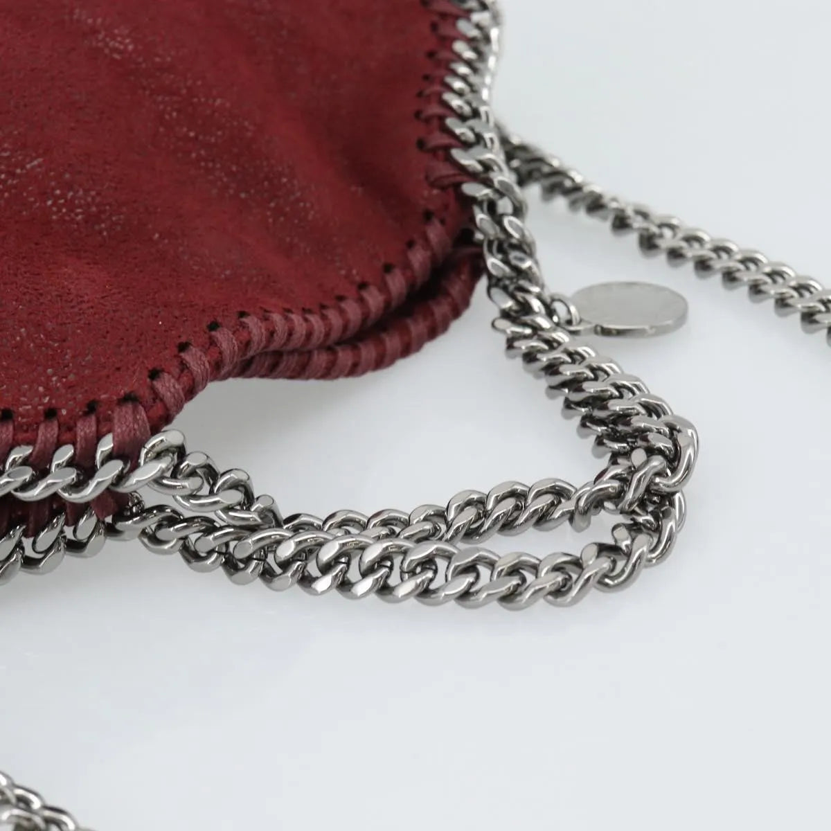 Stella McCartney Falabella Fold Over Clutch Faux Leather, Burgundy, Polyester, Crossbody Bag